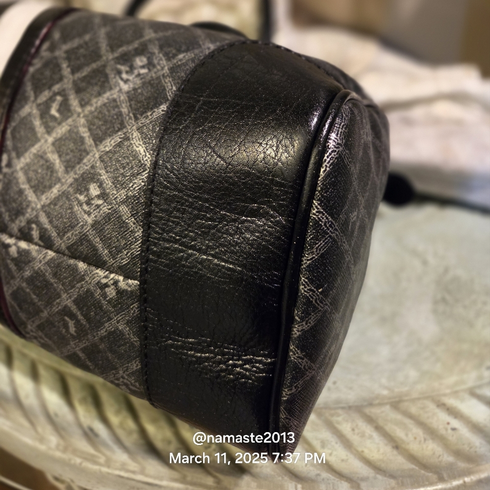 L.A.M.B. Gwen Stefani Small Satchel Silver Black Grey Designer Leather #104 - Picture 10 of 13